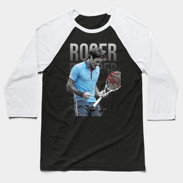 Roger Federer Baseball T-Shirt by Creativedy Stuff